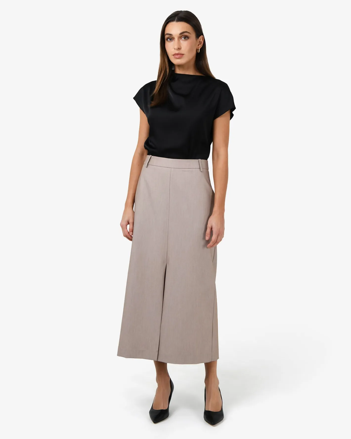 Forcast Fitzroy Column Skirt Oyster Beige Discount