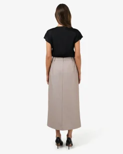 Forcast Fitzroy Column Skirt Oyster Beige Discount