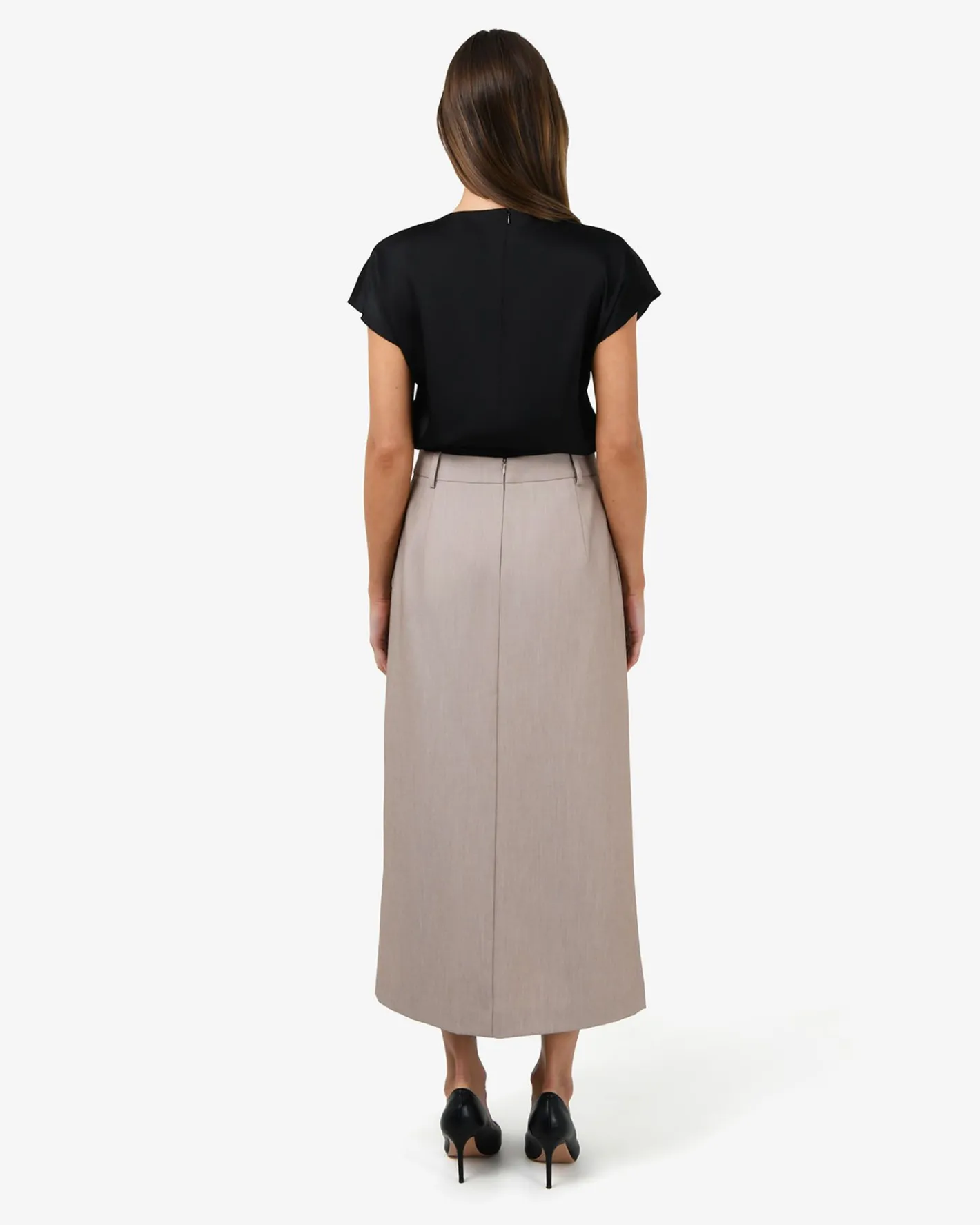 Forcast Fitzroy Column Skirt Oyster Beige Discount