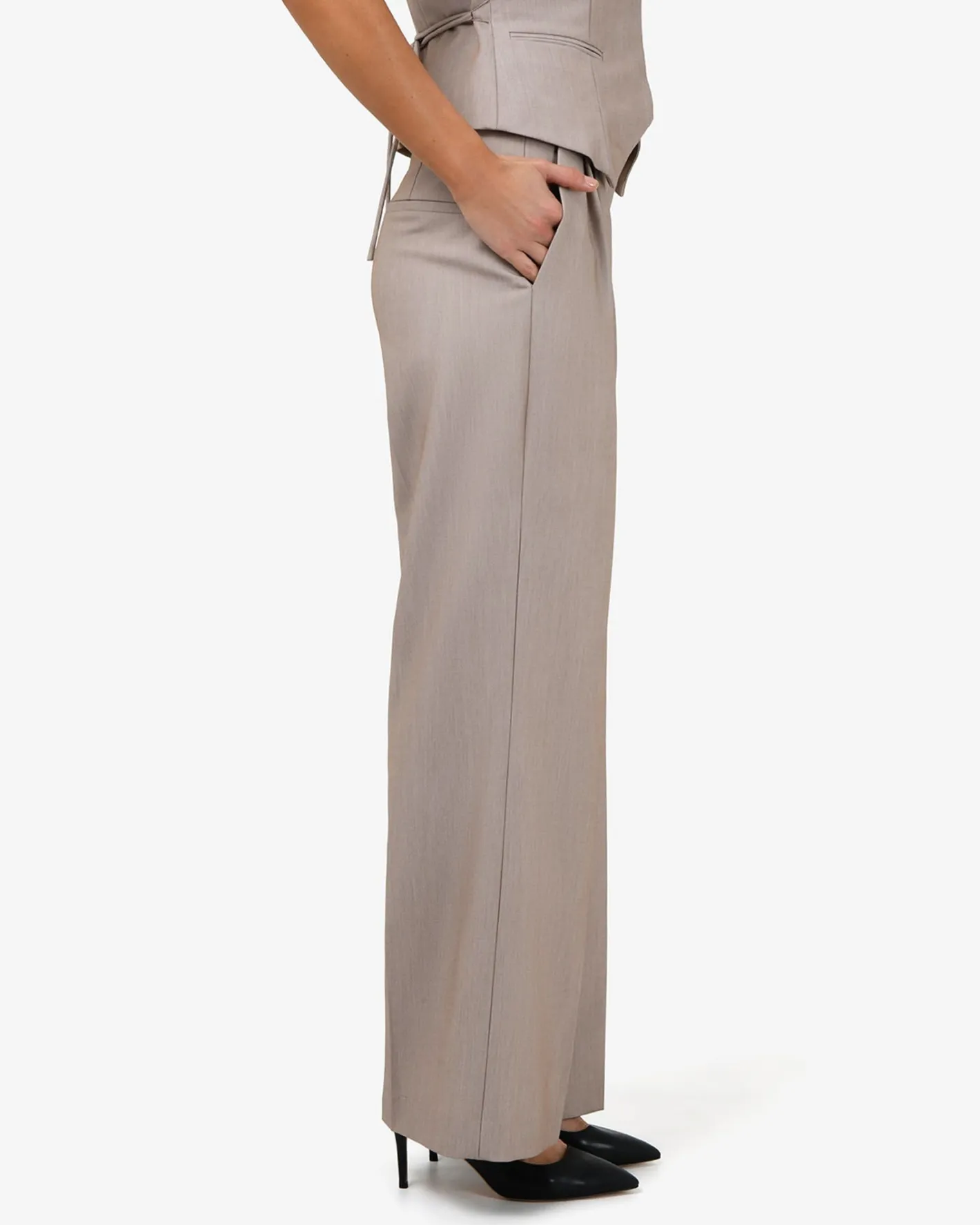 Forcast Fitzroy Pleat Front Pants Oyster Beige