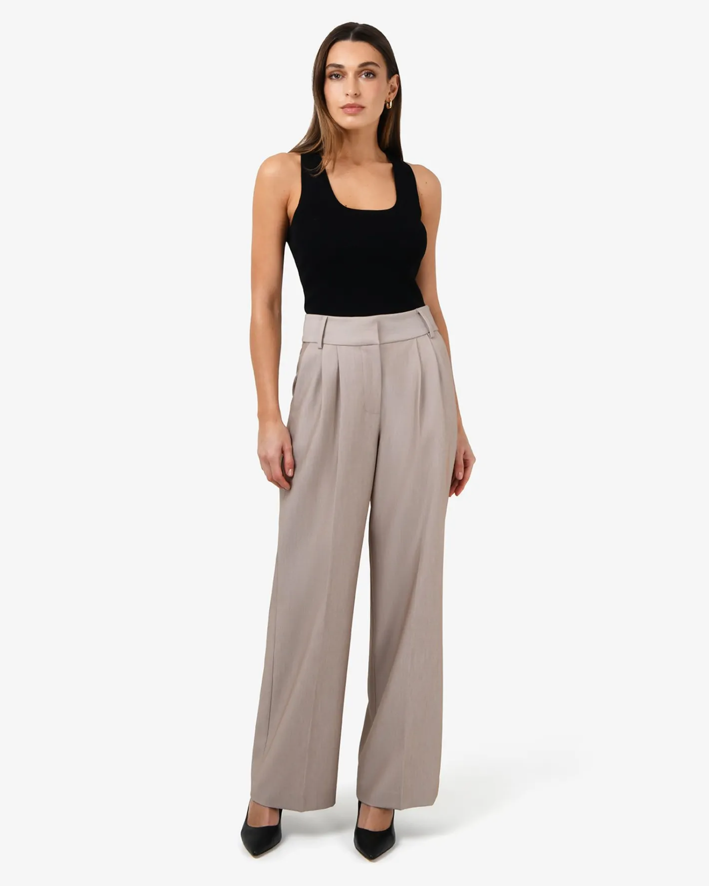 Forcast Fitzroy Pleat Front Pants Oyster Beige