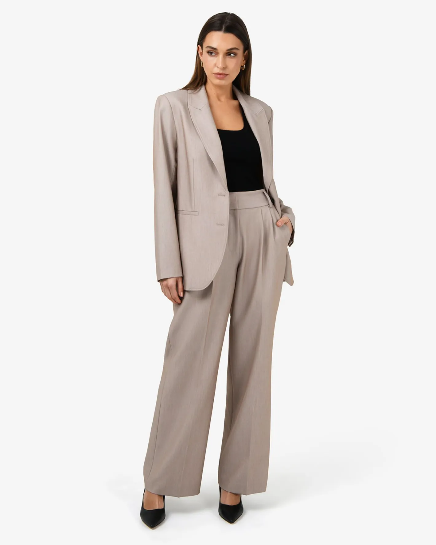 Forcast Fitzroy Pleat Front Pants Oyster Beige