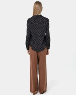 Forcast Freya Chain Print Blouse Navy Discount