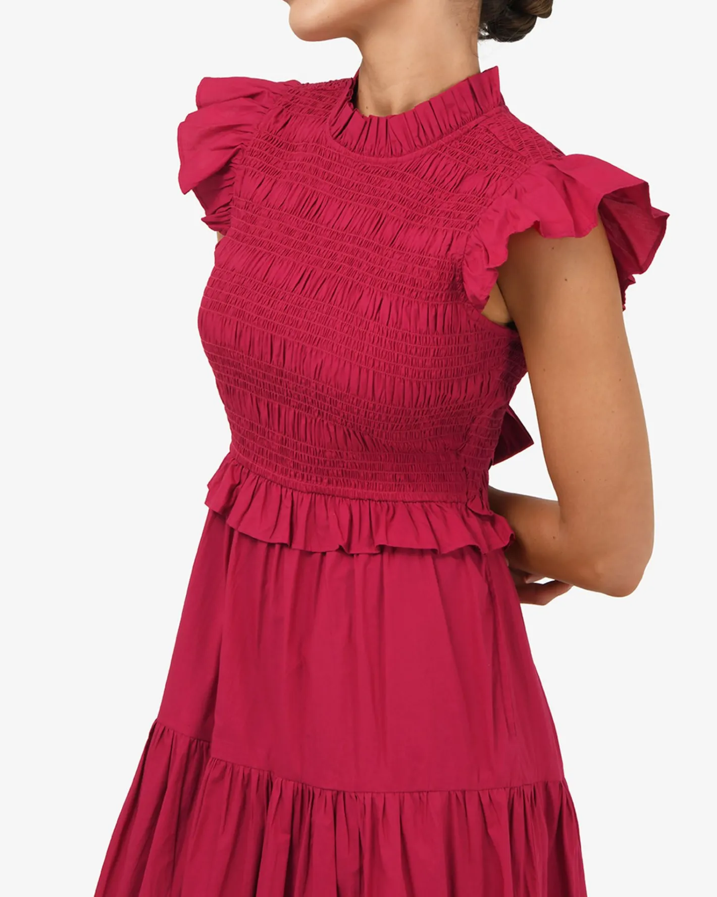 Forcast Gia Cotton Poplin Dress Crimson Sale
