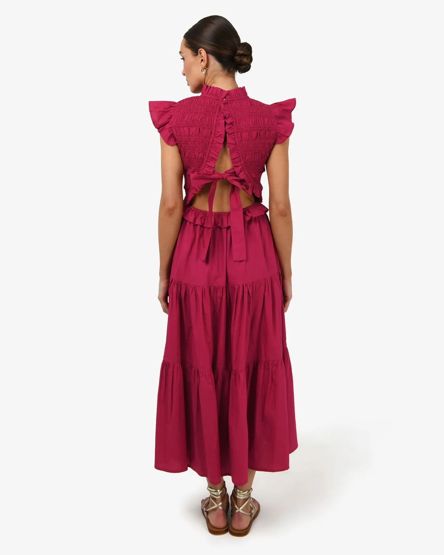 Forcast Gia Cotton Poplin Dress Crimson Sale