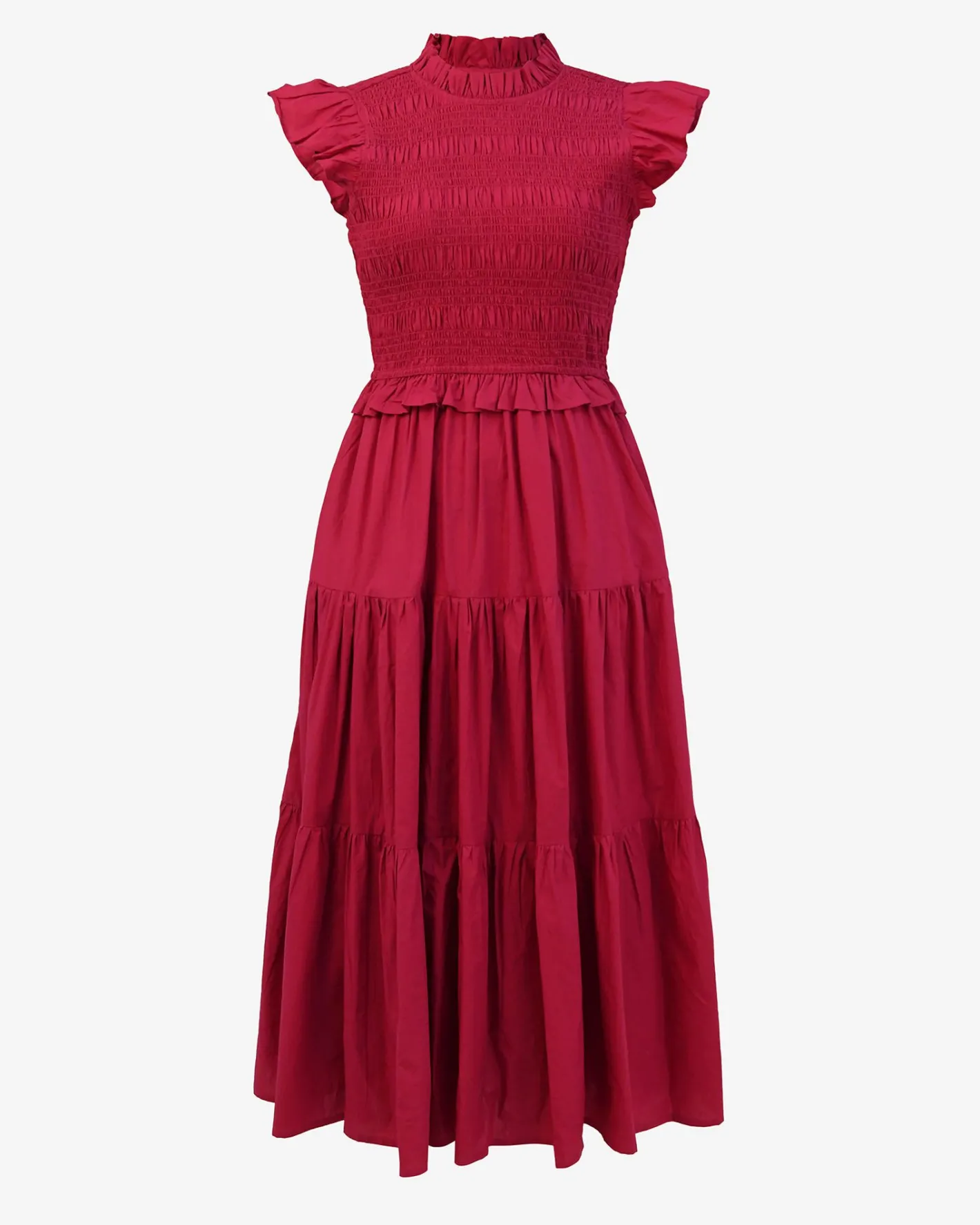 Forcast Gia Cotton Poplin Dress Crimson Sale