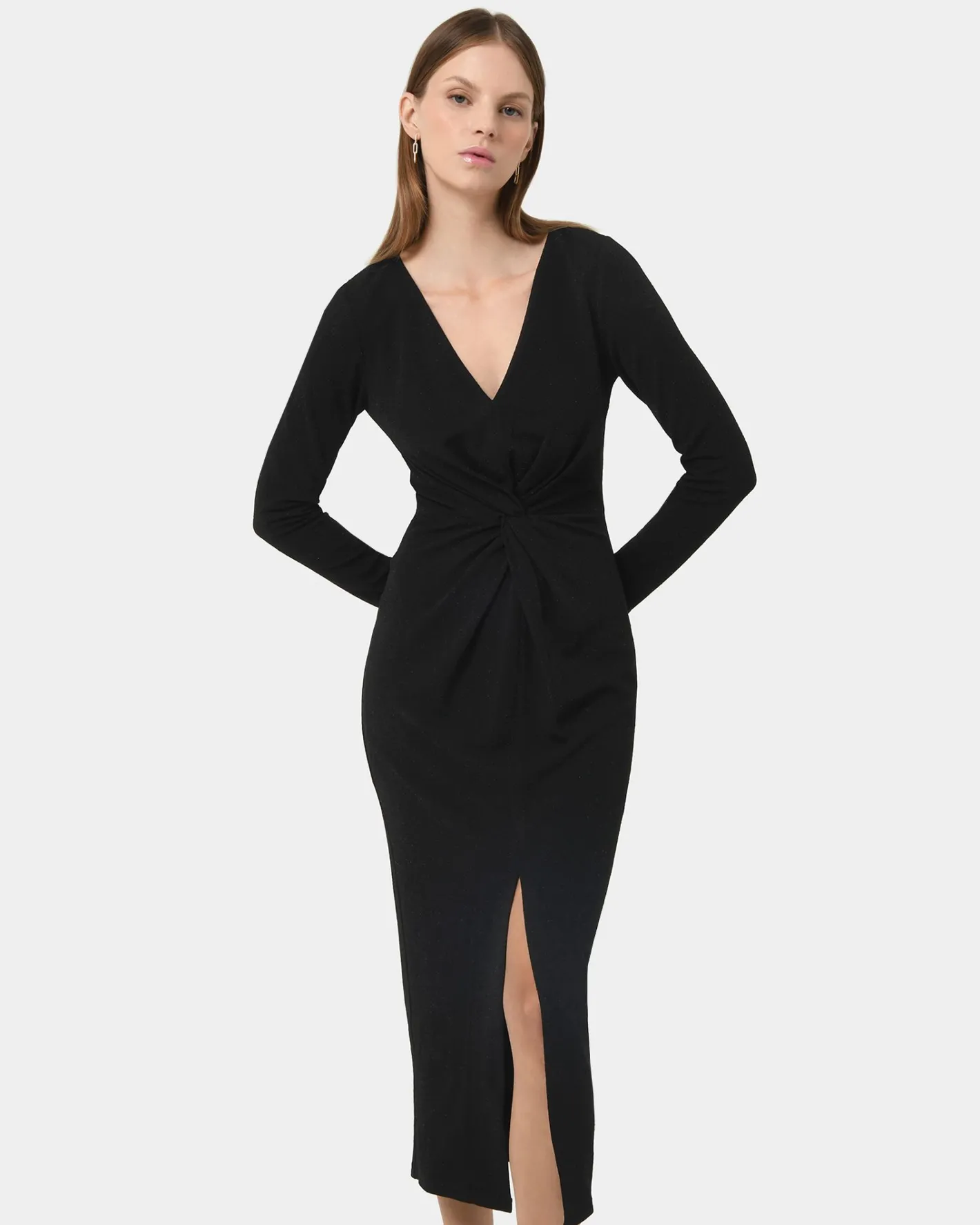 Forcast Giada Twist Knit Glitter Dress Black Outlet