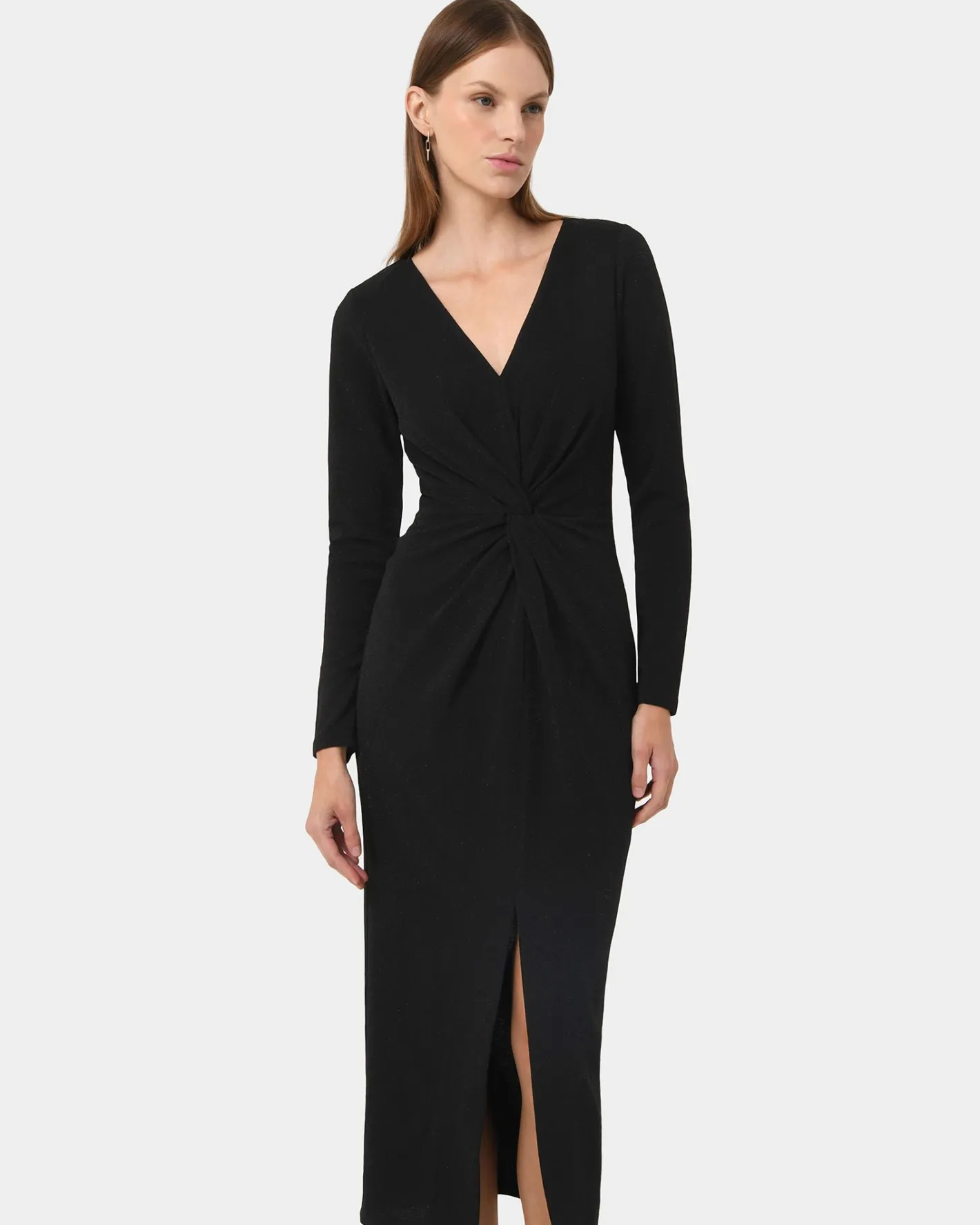 Forcast Giada Twist Knit Glitter Dress Black Outlet