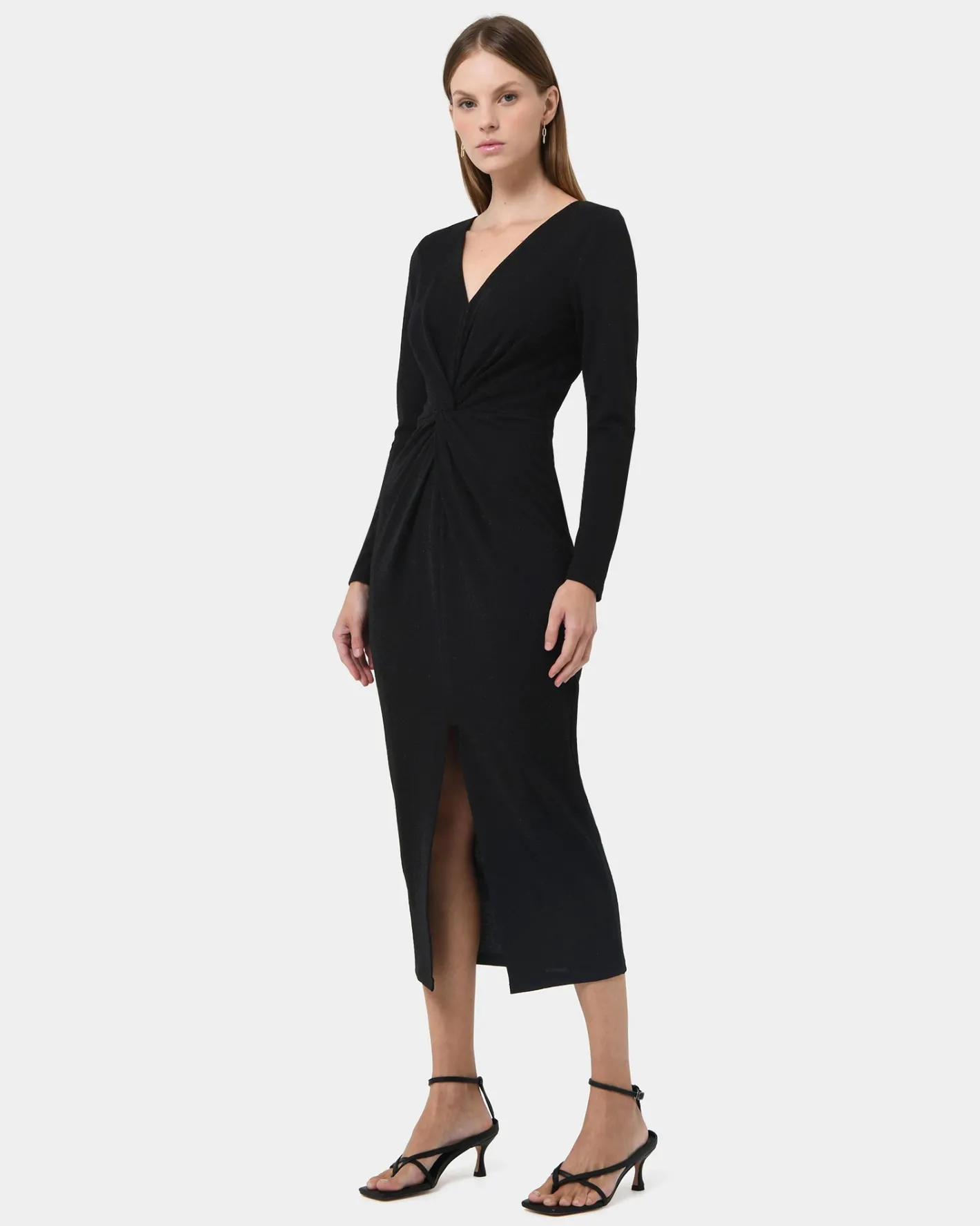 Forcast Giada Twist Knit Glitter Dress Black Outlet