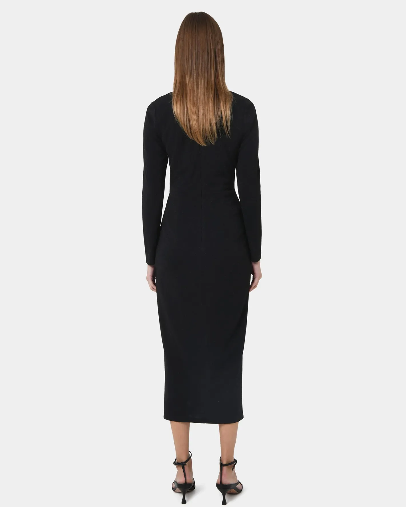 Forcast Giada Twist Knit Glitter Dress Black Outlet