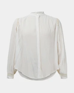 Forcast Giorga Lace Trim Blouse Ivory New