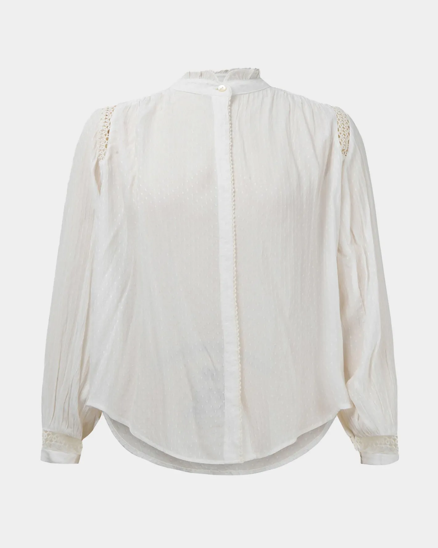 Forcast Giorga Lace Trim Blouse Ivory New