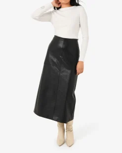 Forcast Giselle Panel Pu Skirt Black Hot