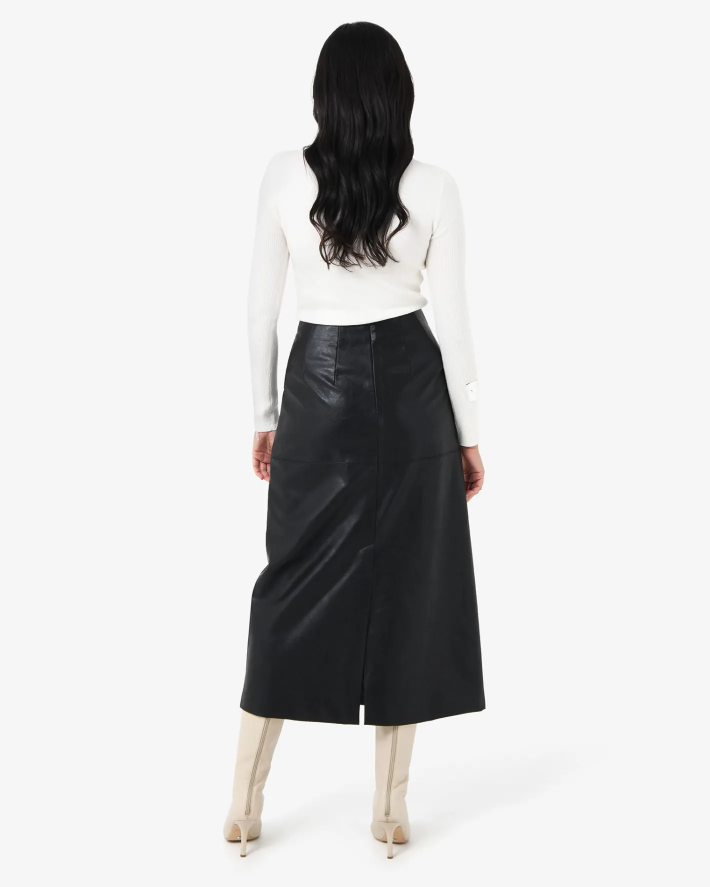 Forcast Giselle Panel Pu Skirt Black Hot