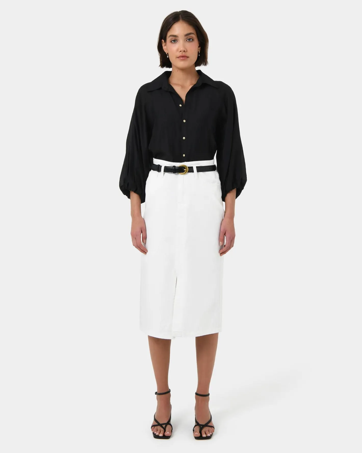 Forcast Giulia Gold Button Blouse Black Hot