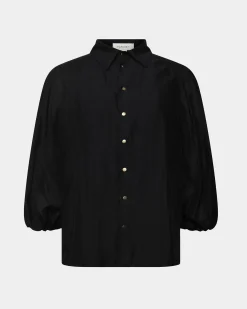 Forcast Giulia Gold Button Blouse Black Hot