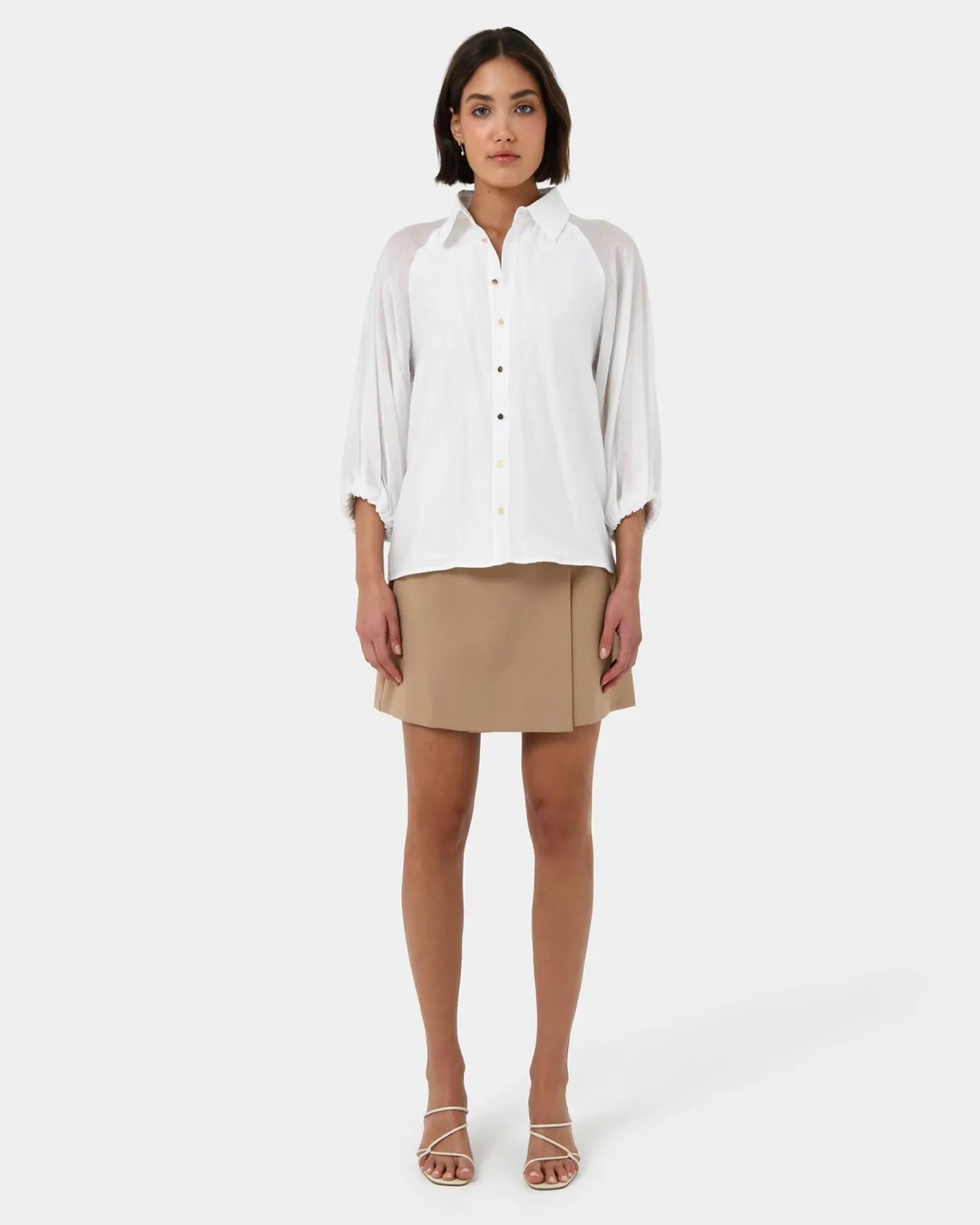 Forcast Giulia Gold Button Blouse White Outlet