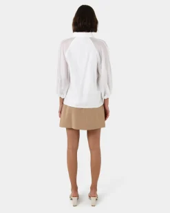 Forcast Giulia Gold Button Blouse White Outlet