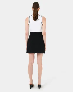 Forcast Gloria Contrast Knit Top Ivory & Black Hot