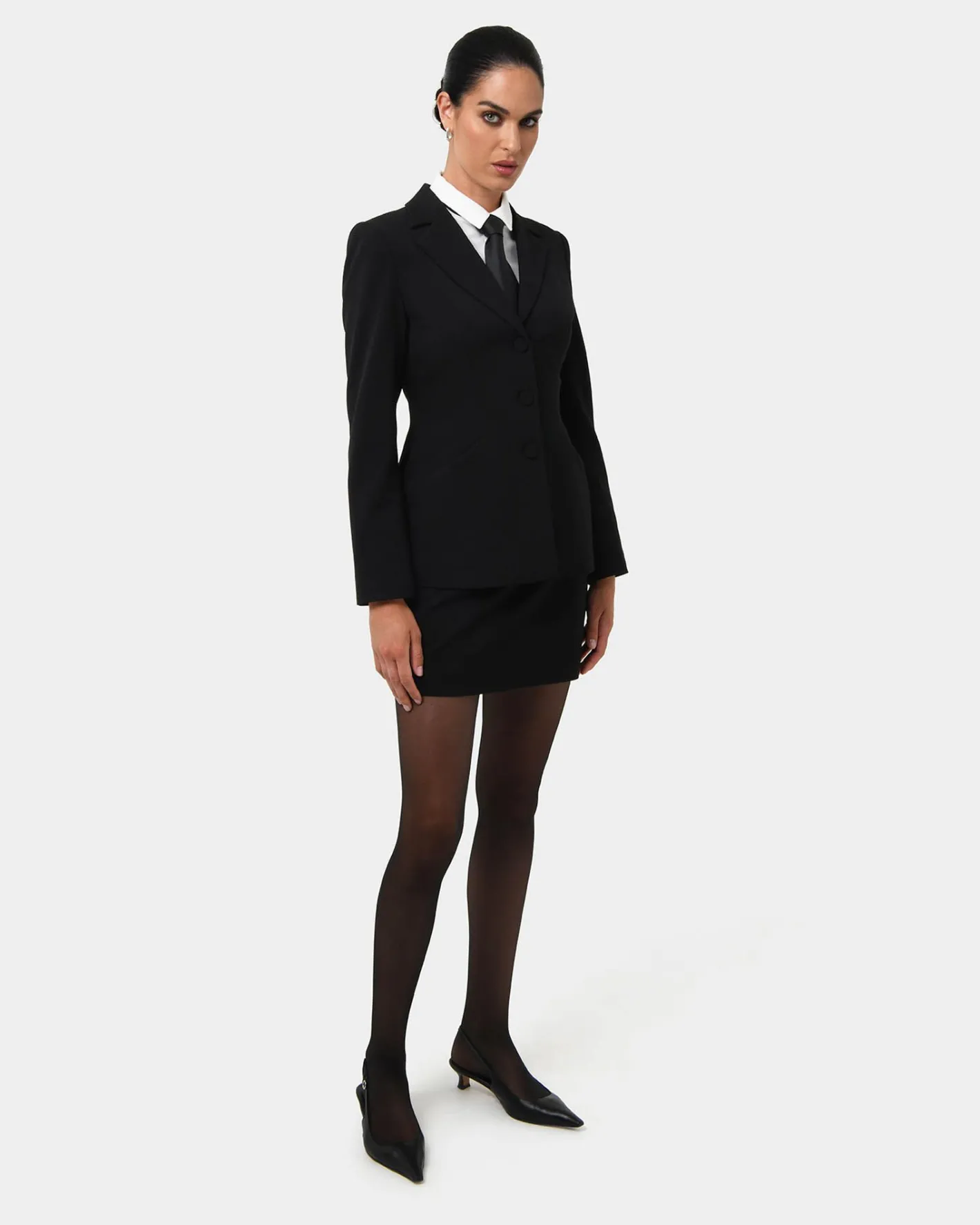 Forcast Gordon Hourglass Blazer Black New