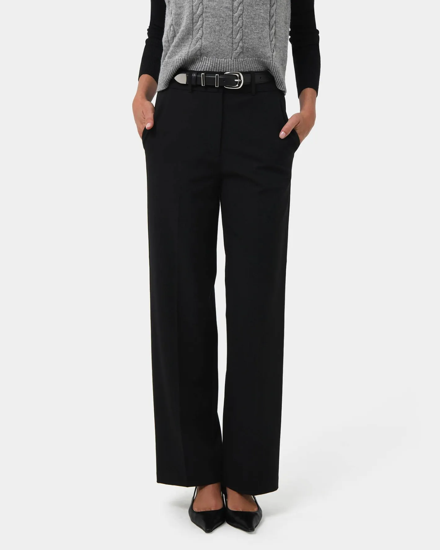 Forcast Gordon Straight Leg Pants Black New