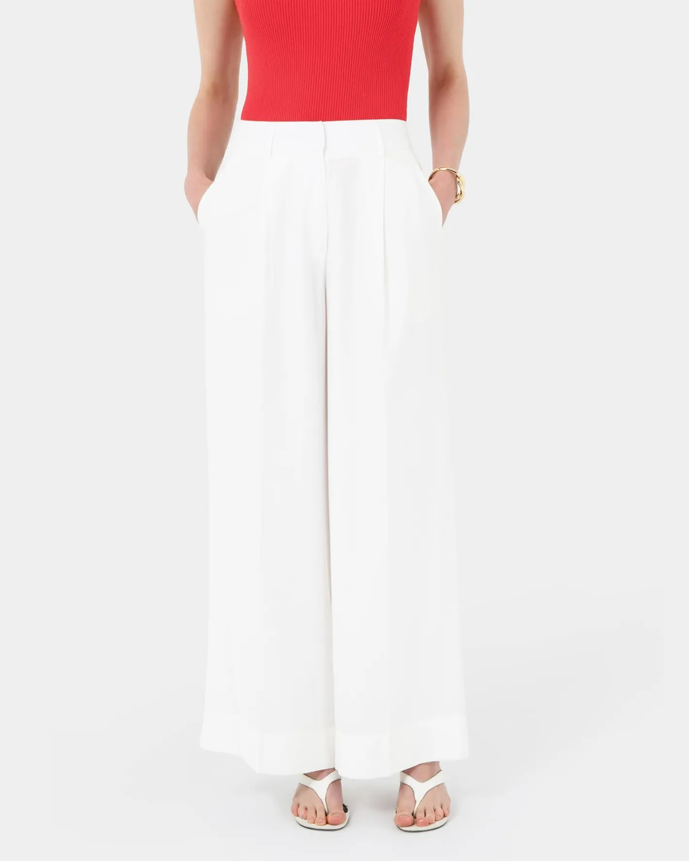 Forcast Goulbury Wide Leg Pants Ivory Clearance