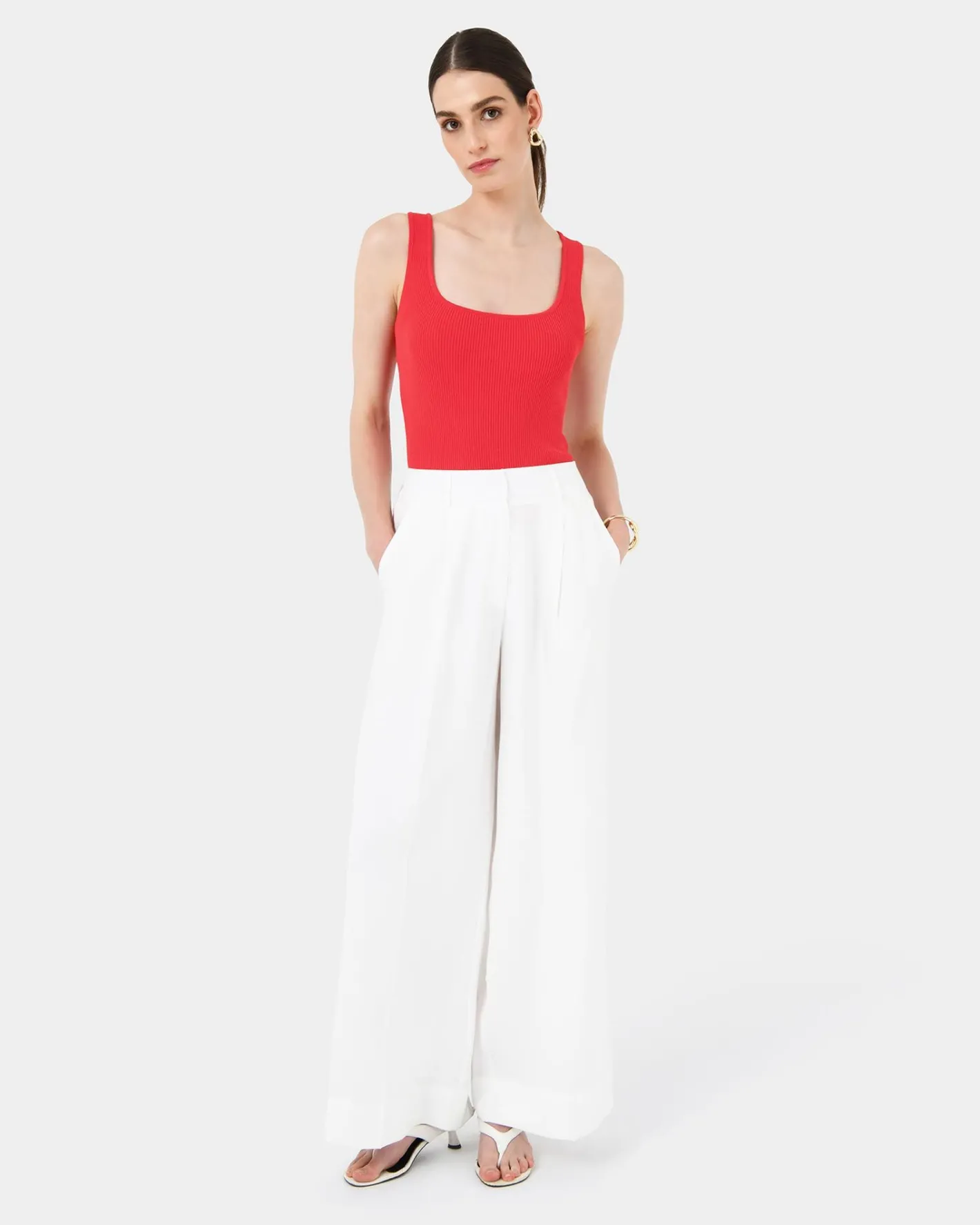 Forcast Goulbury Wide Leg Pants Ivory Clearance