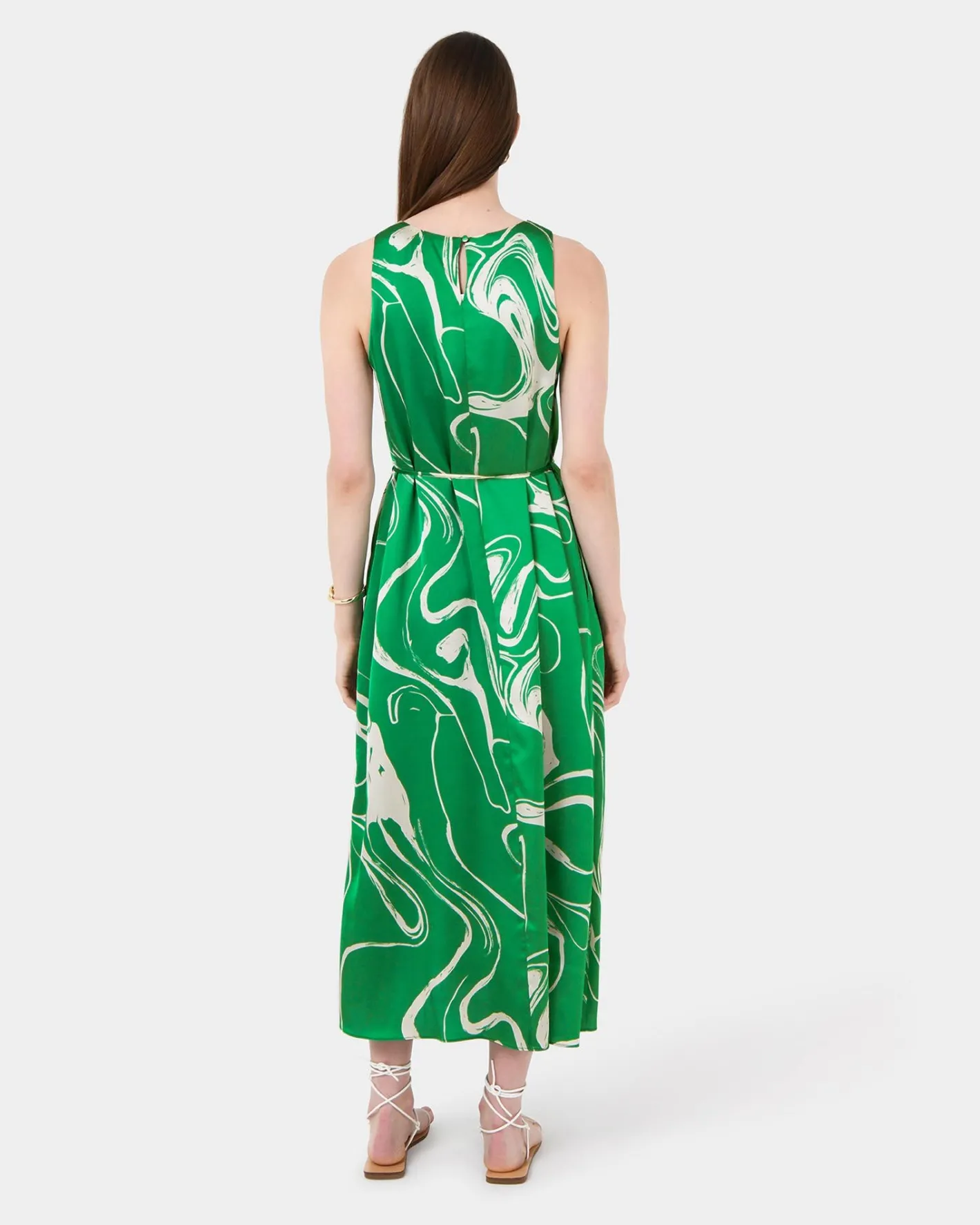 Forcast Gretchen Printed Midi Dress Green Swirl