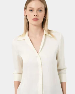 Forcast Hailee 3/4 Sleeve Satin Blouse Cream Hot