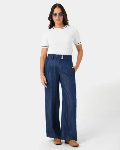 Forcast Harvey Cable Knit Top Navy Ivory Best