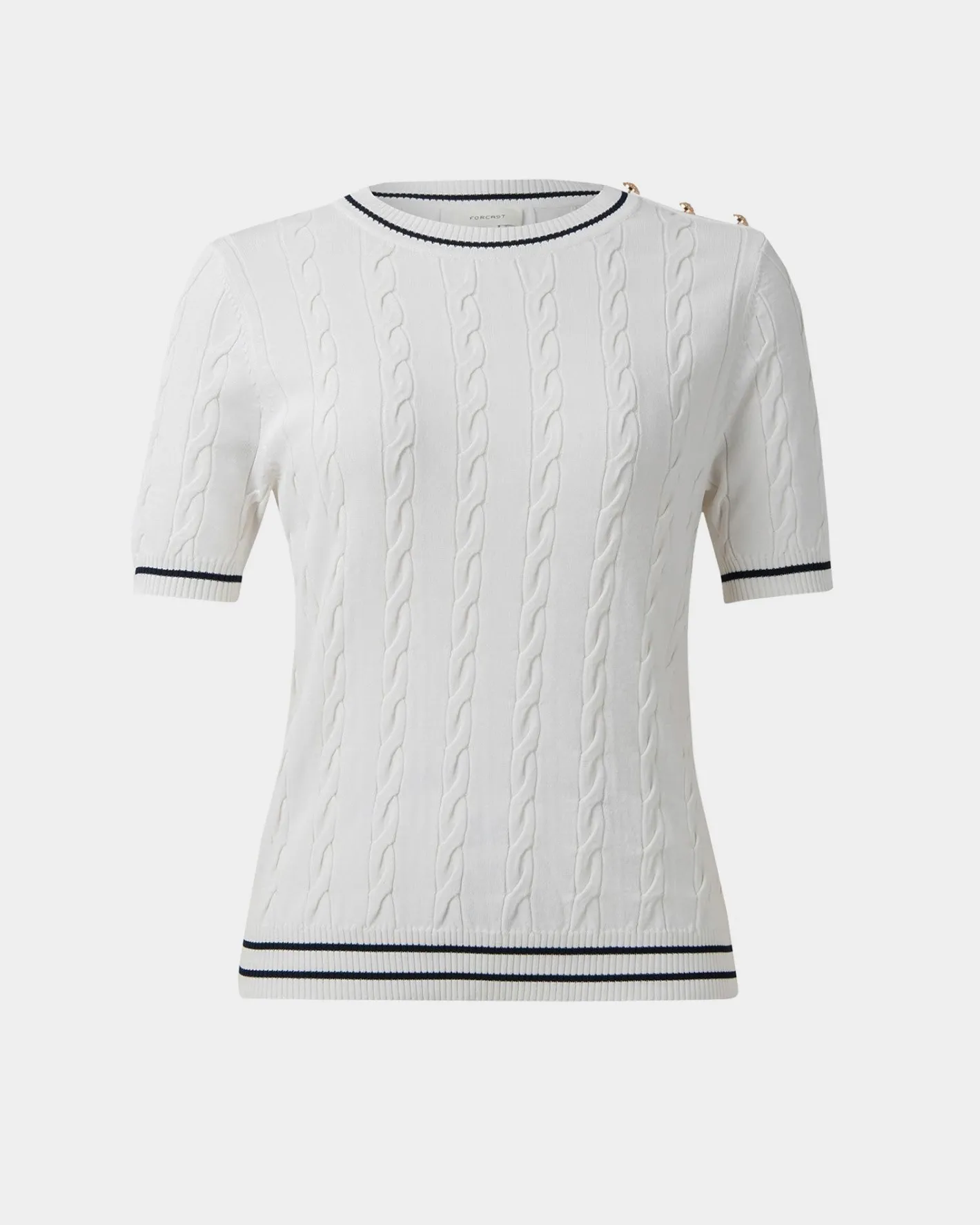 Forcast Harvey Cable Knit Top Navy Ivory Best
