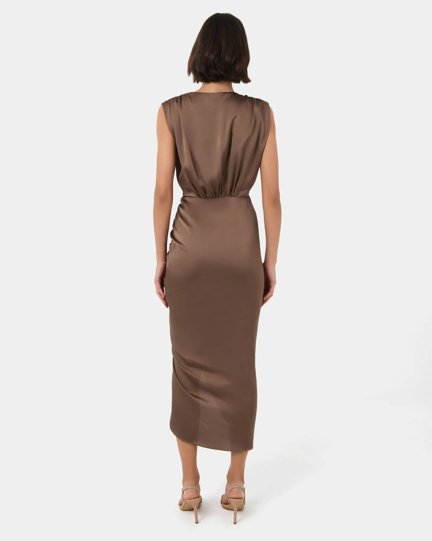 Forcast Hayden Side Ruched Dress Dark Camel Best