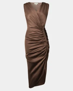 Forcast Hayden Side Ruched Dress Dark Camel Best