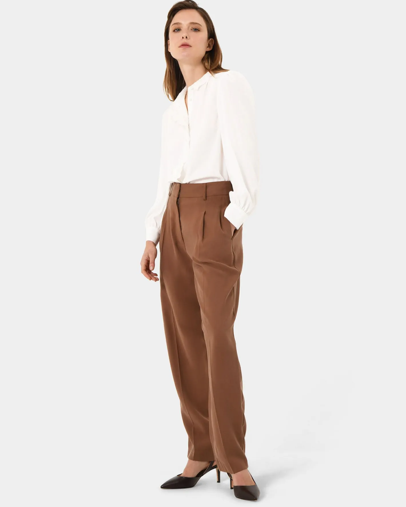 Forcast Hazel Belted Tapered Pant Charred Clay Best