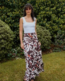 Forcast Hazel Printed A-line Skirt Brown Retro Best