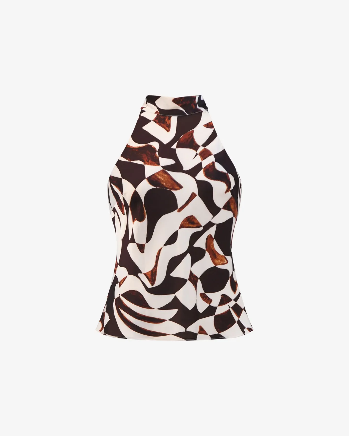 Forcast Hazel Printed Halter Neck Top Brown Retro Best