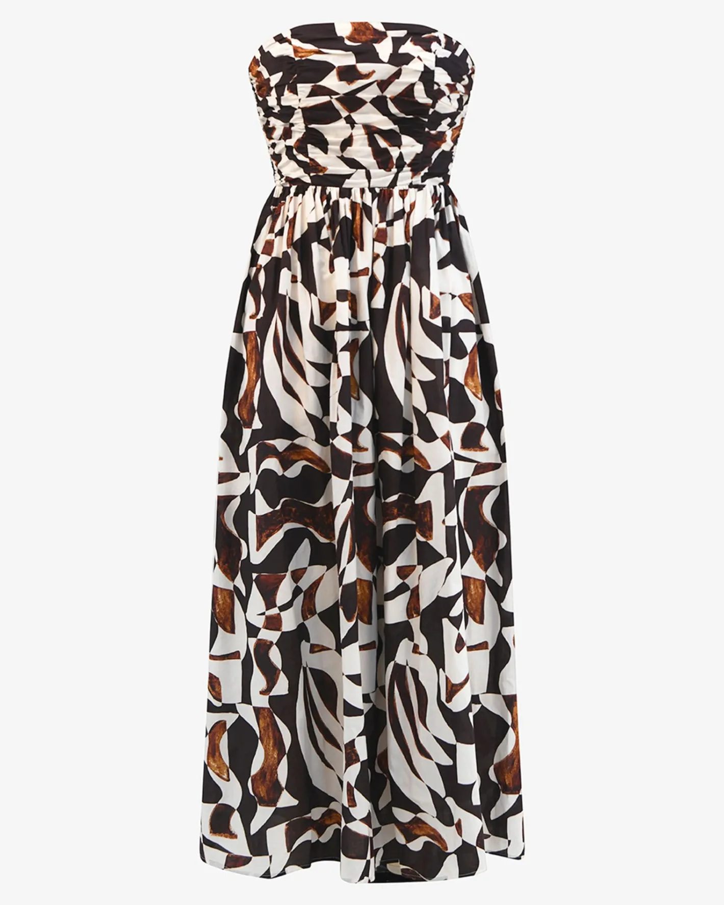 Forcast Hazel Printed Strapless Dress Brown Retro Best