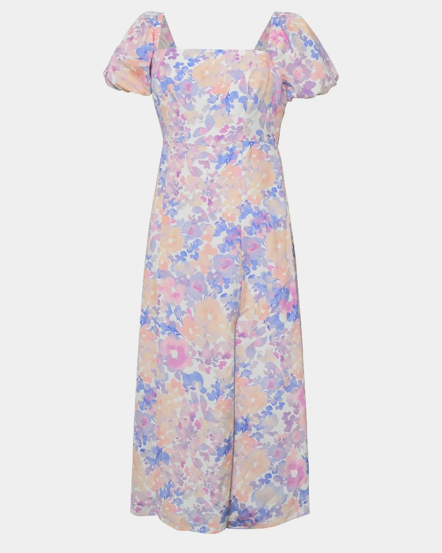 Forcast Hazy Linen Puff Sleeve Dress Hazy Sunset Sale