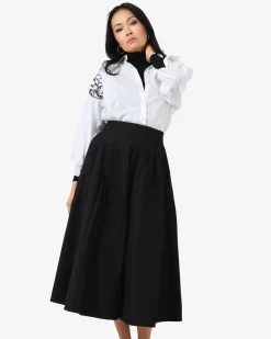 Forcast Heira Pleated Midi Skirt Black Discount