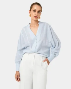 Forcast Helena Draped Sleeve Blouse Pastel Blue Hot