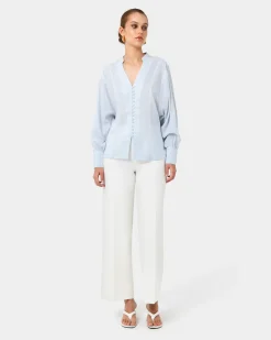 Forcast Helena Draped Sleeve Blouse Pastel Blue Hot