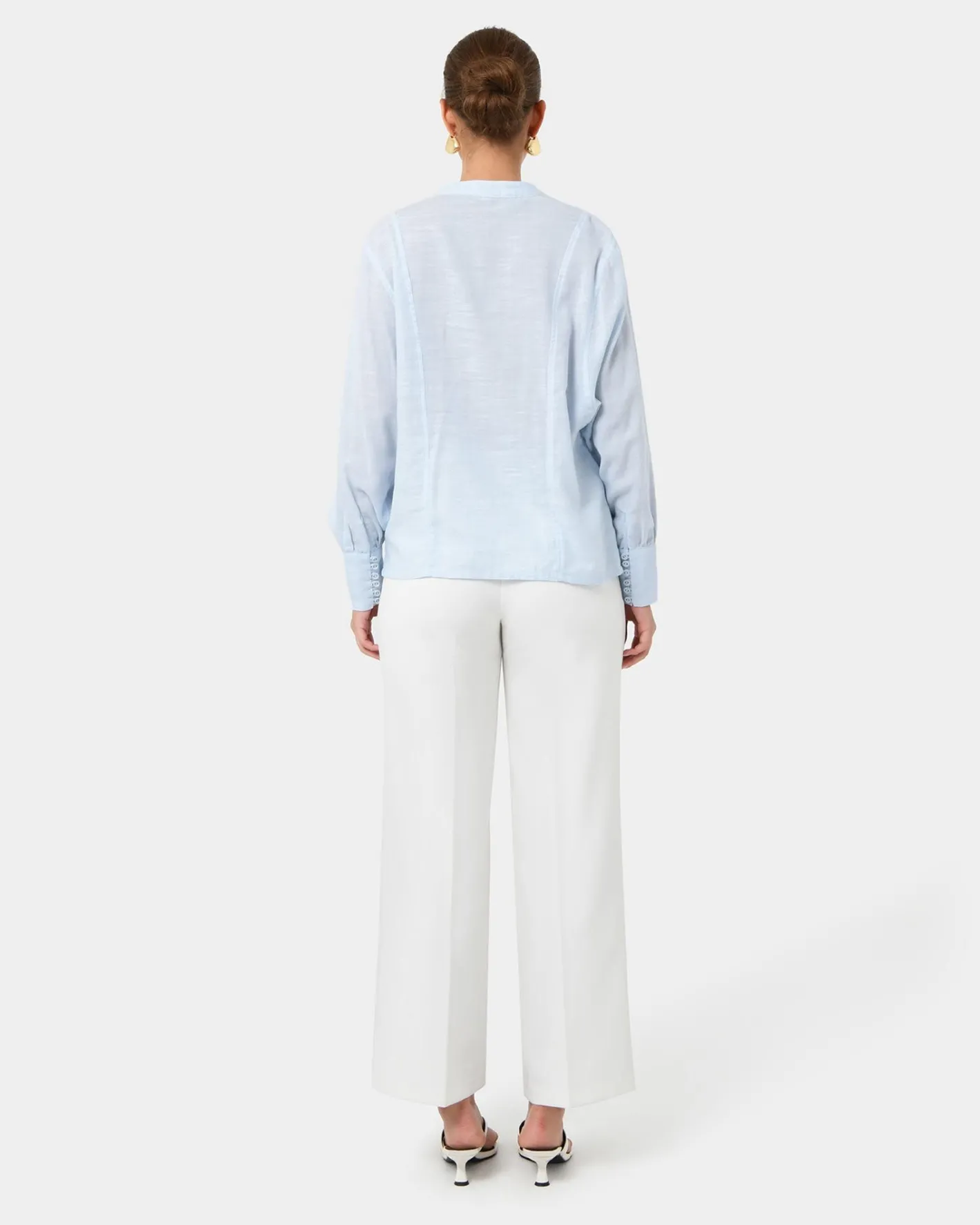 Forcast Helena Draped Sleeve Blouse Pastel Blue Hot