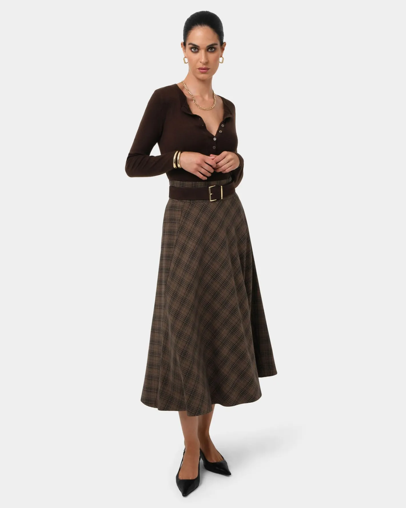 Forcast Henley Button Up Knit Chocolate Sale