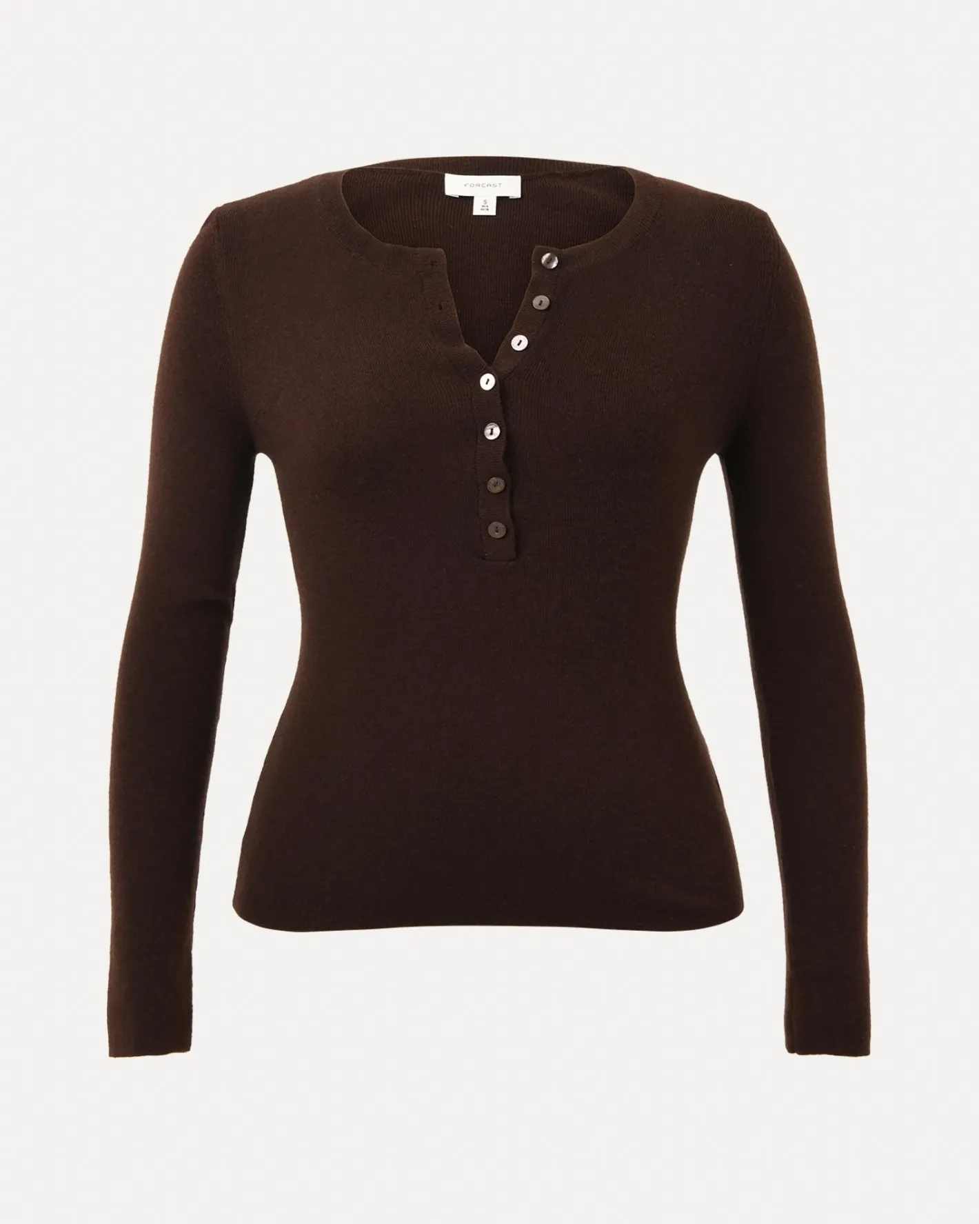 Forcast Henley Button Up Knit Chocolate Sale