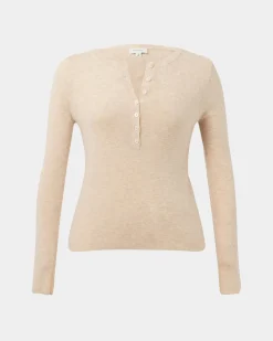 Forcast Henley Button Up Knit Beige Marle Online