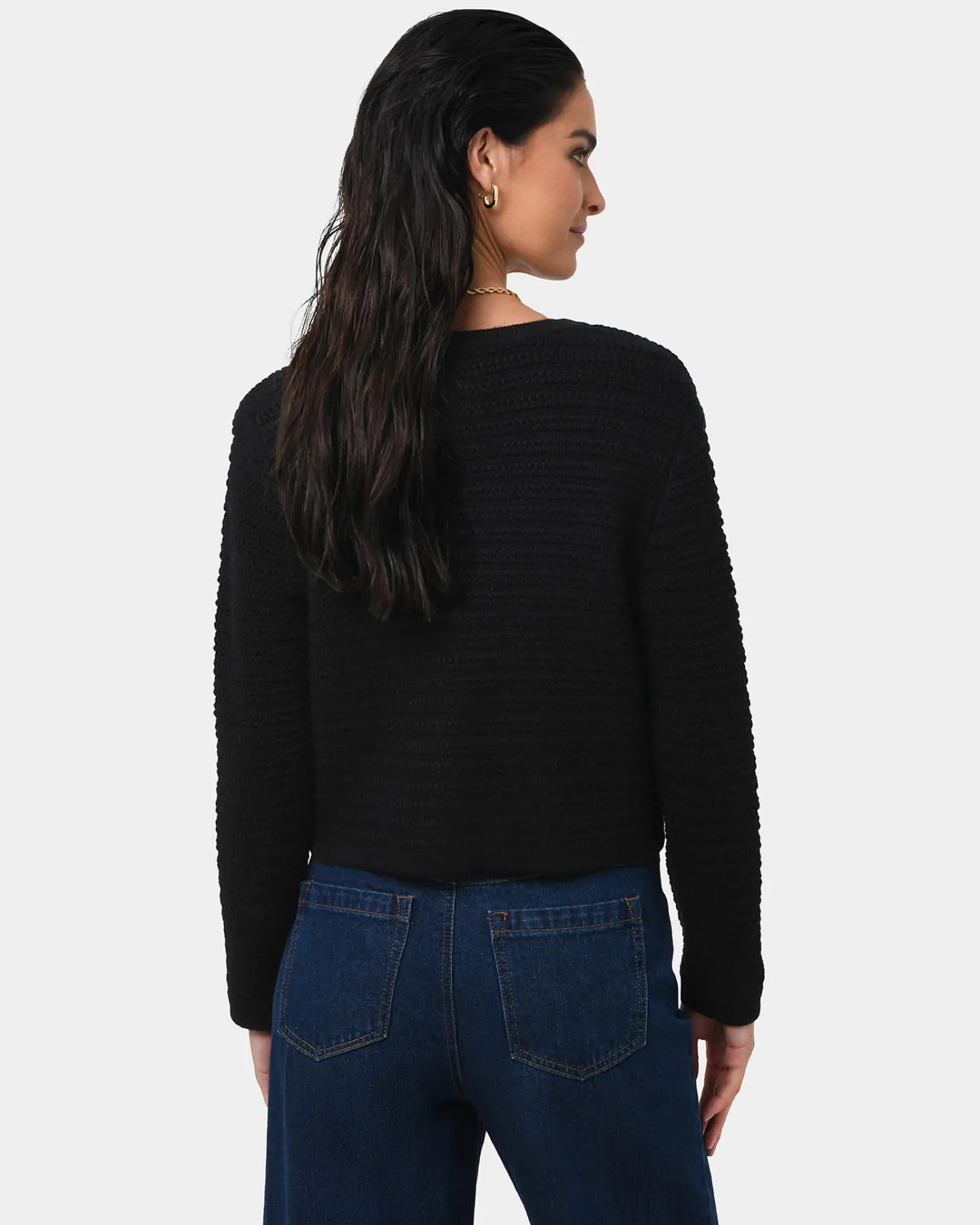 Forcast Hollis Textured Cardigan Black Discount