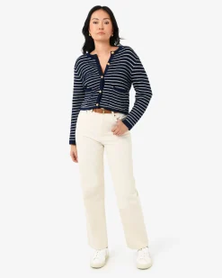 Forcast Hollis Textured Cardigan Navy Ivory