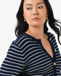 Forcast Hollis Textured Cardigan Navy Ivory