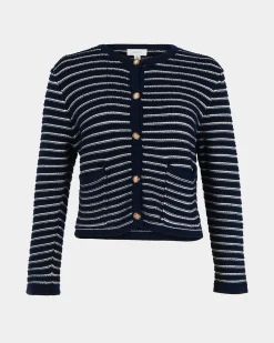 Forcast Hollis Textured Cardigan Navy Ivory