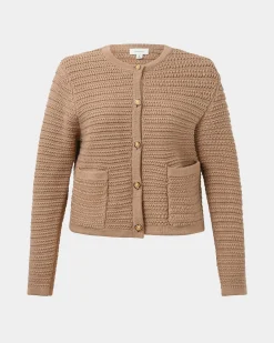 Forcast Hollis Textured Cardigan Beige Discount